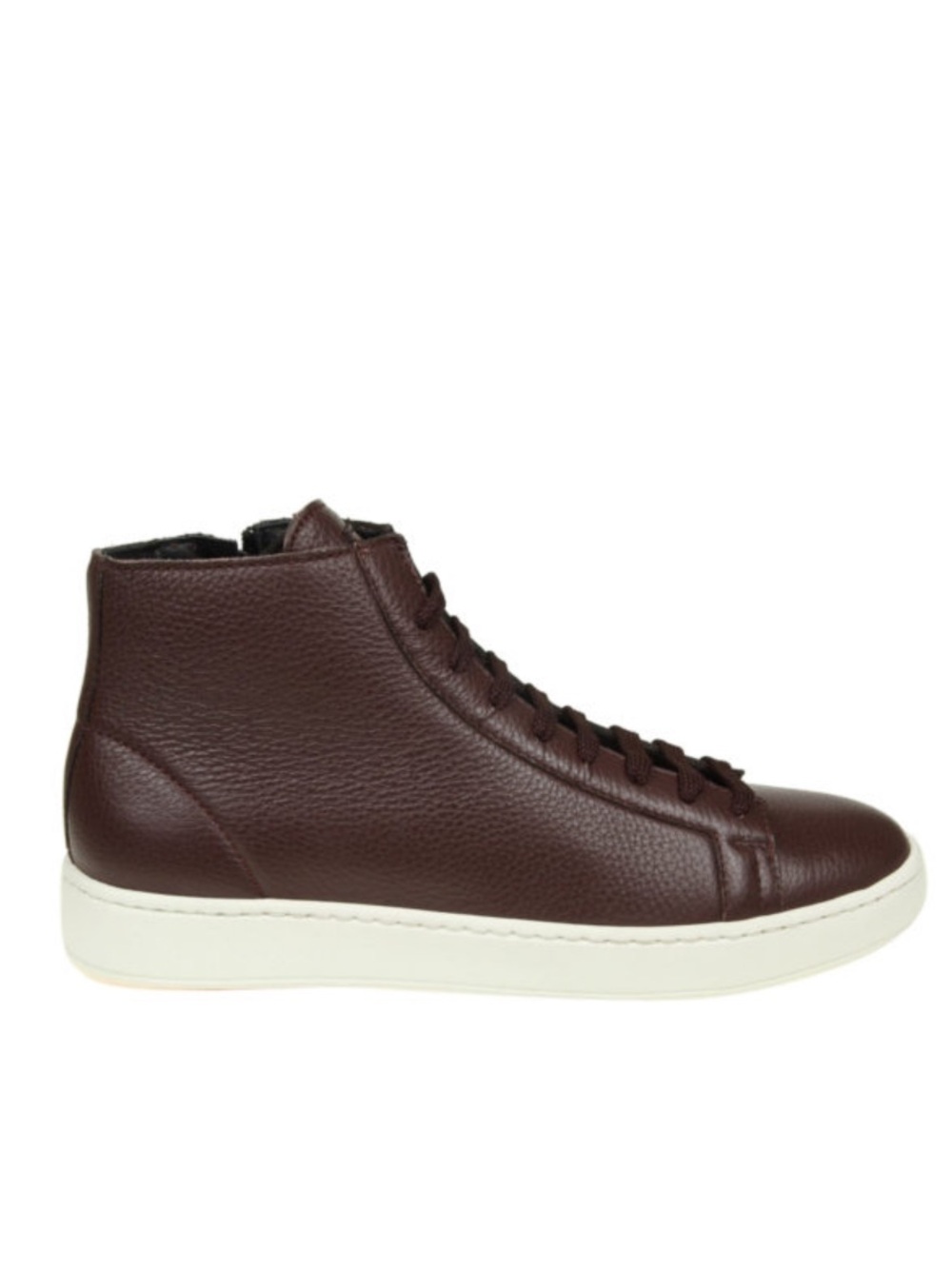 Santoni Leather High-Top Sneakers Burgundy White Calfskin Italy Men’s 9